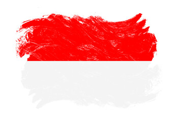 Indonesia flag on distressed grunge white stroke brush background