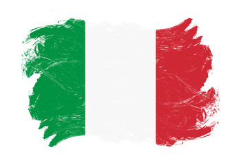 Italy flag on distressed grunge white stroke brush background