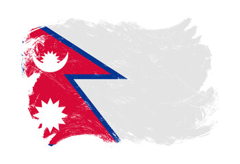 Nepal flag on distressed grunge white stroke brush background