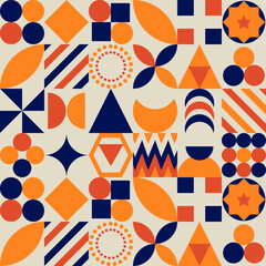 Geometric shapes colorful vector background, orange, blue and yellow geometrical shapes elements backgrounds, mosaic pattern