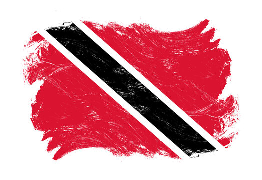 Trinidad and tobago flag on distressed grunge white stroke brush background