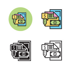 Financial business with Talking, pen, money, notepad, report and statement icon design.