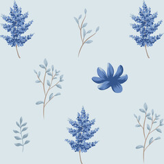 Blue floral seamless pattern
