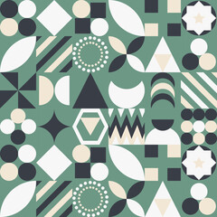 Geometric shapes colorful vector background, green and grey geometrical shapes elements backgrounds, mosaic pattern