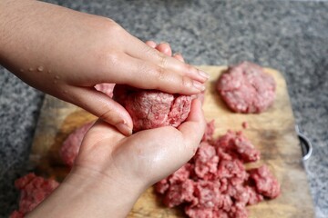 Fresh minced pork for cooking, ingredient for hamburger cooking 
