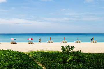 Beautiful tropical beach in south of Thailand, Phuket island, relax by the sea during covid 19 with no tourist, summer holiday destination to Asia, summer outdoor day light