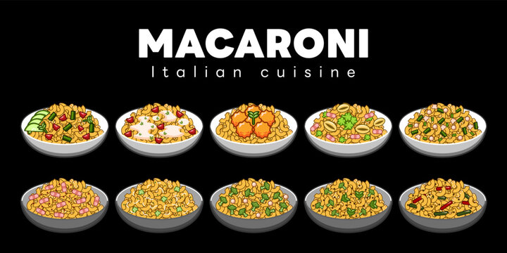 Macaroni vector set collection graphic clipart design
