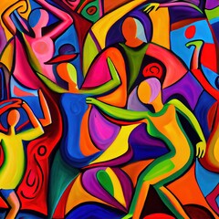 Obraz premium Central American dancers painting generated with Artificial Intelligence