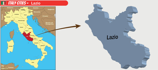 Vector map of Italy Cities Lazio