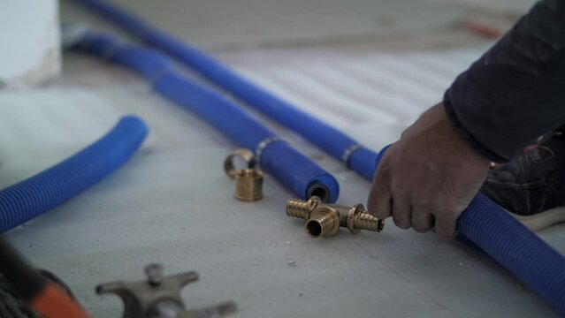 installation of tubes and fittings in the new apartment