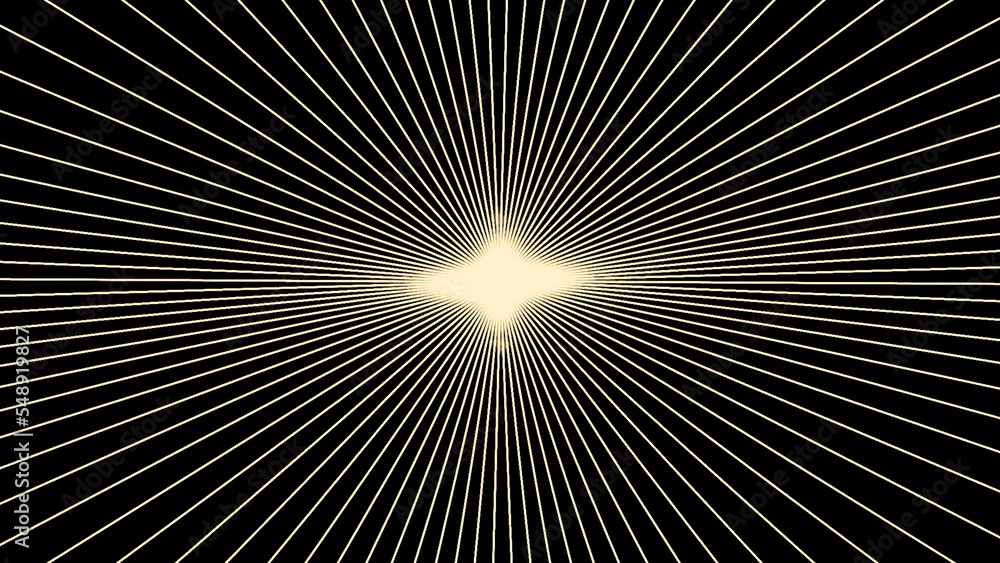 Poster black background. design. bright animation on which yellow and white stripes create patterns that ro