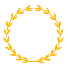 Rice circle frame template vector illustration in gold color on white background. Paddy and wheat symbol.