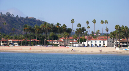 Fototapeta na wymiar The Golden Coast as seen from Stearns Wharf in Santa Barbara, California, USA