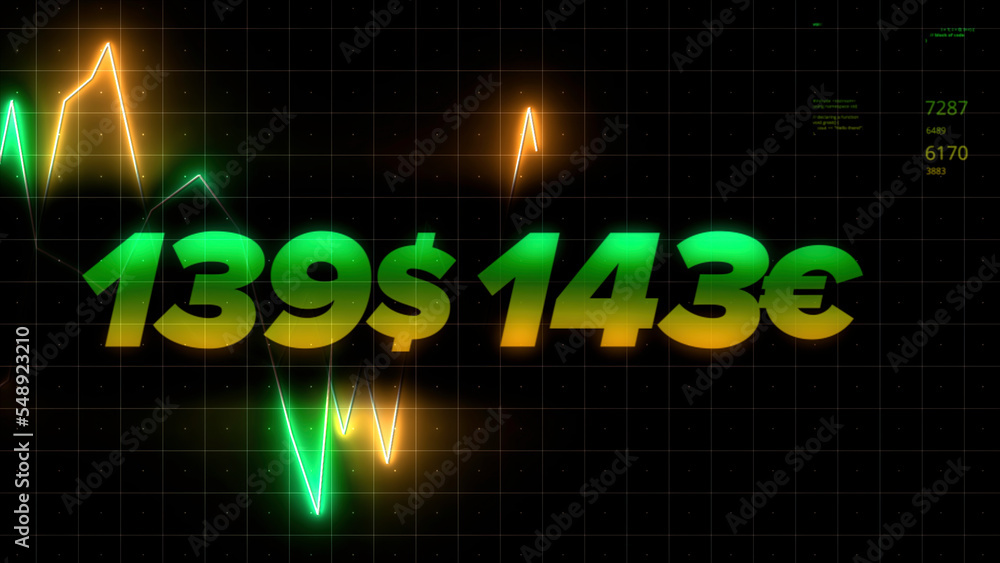 Aufkleber bitcoin cryptocurrency stock market data chart graph on market exchange. motion. visualization of vo