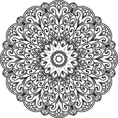 Mandala isolated on the white background.Decorative monochrome ethnic mandala pattern.