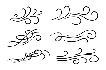 Fototapeta premium hand drawn wind doodle set, vector illustration.