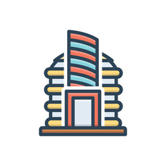 Color illustration icon for building