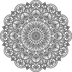 Mandala isolated on the white background.Decorative monochrome ethnic mandala pattern.