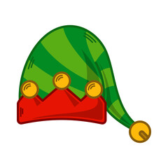 Cartoon green Elf hat illustration. EPS 10 vector