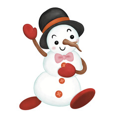 snowman with red hat transparent background.