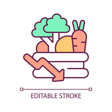 Low agricultural productivity RGB color icon. Decrease varieties of crops. Climate change. Soil erosion. Isolated vector illustration. Simple filled line drawing. Editable stroke. Arial font used
