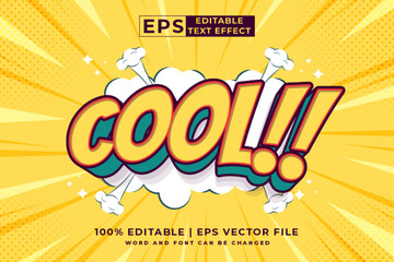 Editable text effect cool 3d Cartoon Comic style premium vector