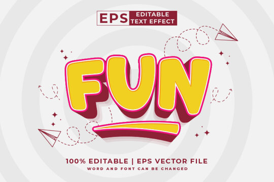 Editable text effect fun 3d Cartoon cute style premium vector