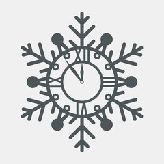 Winter snow snowflake clock quality vector illustration cut