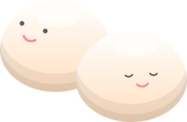 Tangyuan mascot, playful and cute expression, glutinous rice sweet food in Asia, traditional dim sum for Lantern Festival or Winter Solstice
