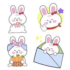Obraz premium Happy Easter Rabbit, Bunny Vector, Stock Photos 