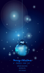 Fototapeta na wymiar Wireframe Christmas balls, low poly style. Merry Christmas and New Year poster, Abstract modern 3d vector illustration on blue background.