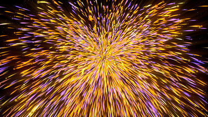 Red and yellow fire. Motion.A black background on which lights are sprayed in the animation and fill the entire background with bright highlights.