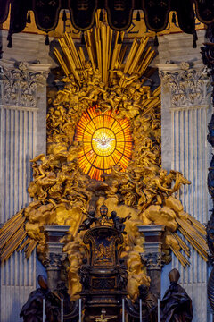 Vatican - October 2022: Saint Peter's Chair in St. Peter's basilica in Vatican