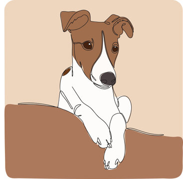 Portrait of a dog in one line. Whippet ,greyhound realistic silhouette outline. Lineart. The small English greyhound breed. Vector illustration