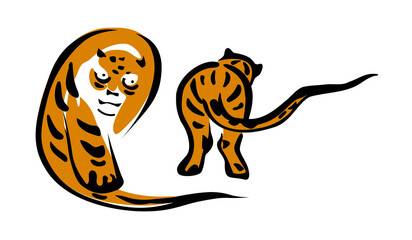 ゆるかわな虎のイラスト　鍬形蕙斎　絵師　錦絵　日本画　墨絵　江戸時代