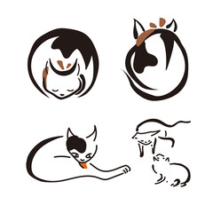 ゆるかわな猫のイラスト　鍬形蕙斎　絵師　錦絵　日本画　墨絵　江戸時代