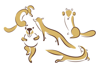 ゆるかわな狐のイラスト　鍬形蕙斎　絵師　錦絵　日本画　墨絵　江戸時代