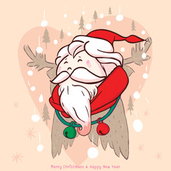 Obraz premium santa face of smile with 25 snowing. it mean to day 25 on december every year is day of family
