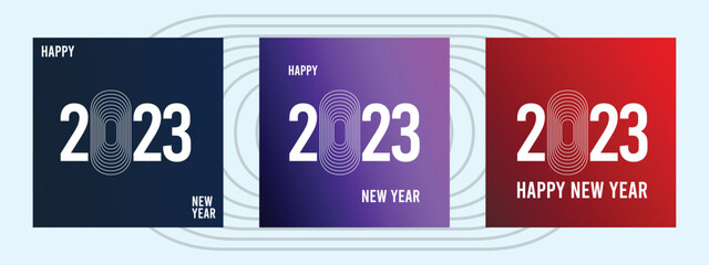 Happy new 2023 year Elegant magazine design in red and dark background. Minimal text template