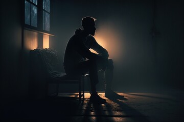 Illustration about depression, sadness. Made by AI.