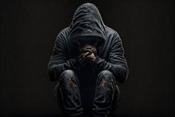 Illustration about depression, sadness. Made by AI.