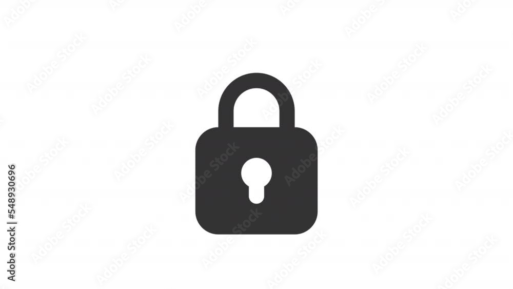 Poster Animated closing lock line ui icon. Cybersecurity. Wrong password. Seamless loop HD video with alpha channel on transparent background. Outline isolated user interface element motion graphic animation