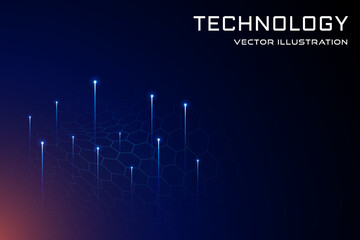blue technology lights digital background vector illustration