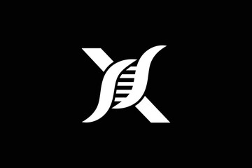 X Letter Genetic Logo Design Template