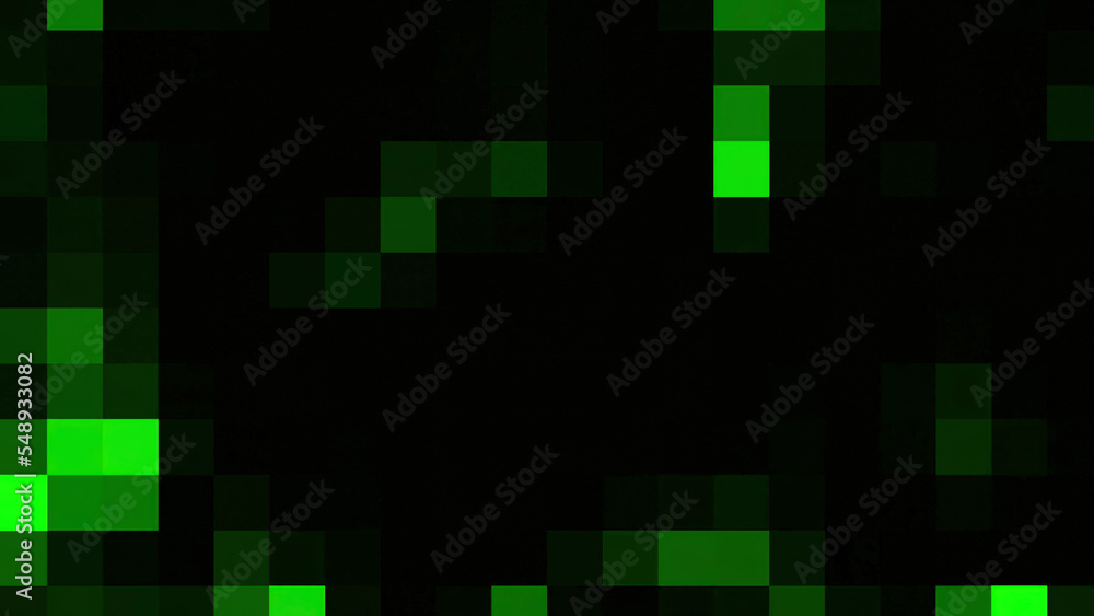 Poster background with moving pixels. design. colored pixels move on black background. pixel background wit