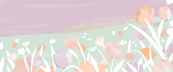 Fototapeta premium Minimal flower field landscape background