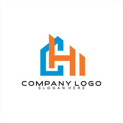 Real Estate logo design with letter CHI concept.
