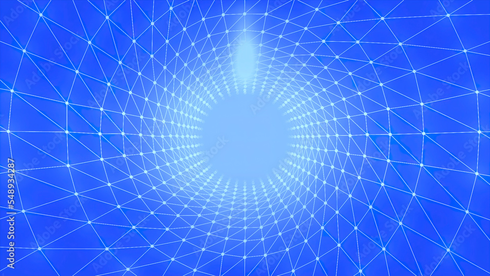 Poster abstract blue tunnel with thing stripes creating triangular silhouettes. motion. slowly moving insid
