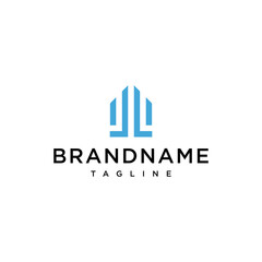 Letter LL house logo design vector template