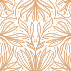 Abstract Doodle Brush Paint Leaf Gold Pattern Background